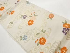 観世水に桜模様織出し名古屋帯